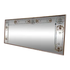 Miroir de brasserie Art Nouveau – Verre églomisé – Bois laqué – Bronze