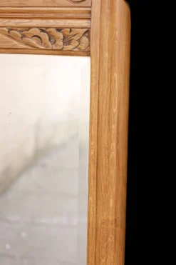 Miroir de cheminée ART DECO en chêne blond. Glace au mercure.