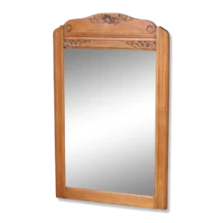 Miroir de cheminée ART DECO en chêne blond. Glace au mercure.