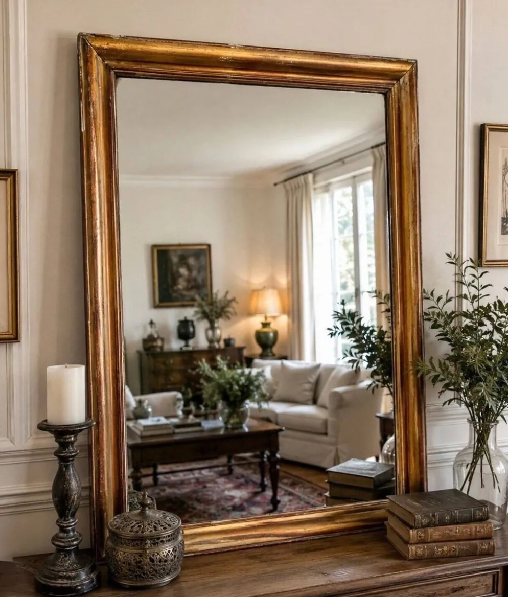 Miroir de cheminée Louis-Philippe | Bois doré | XIXe siècle