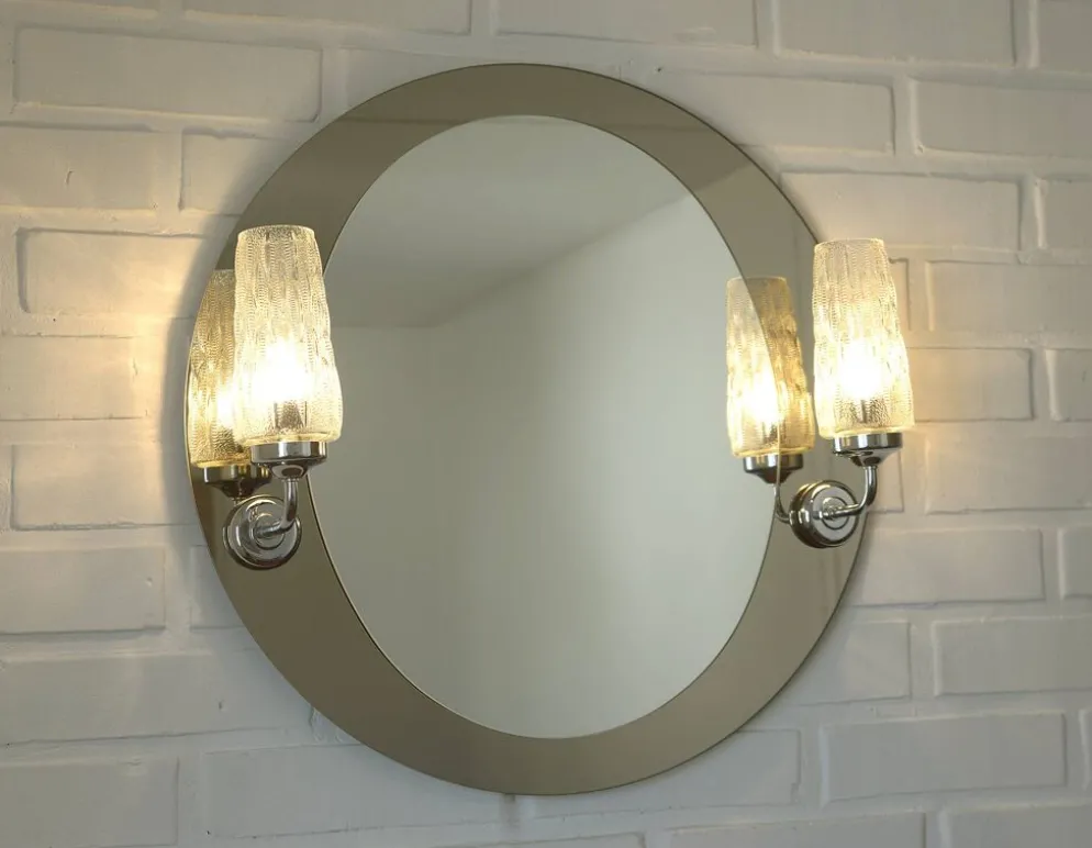 Miroir de courtoisie éclairé, miroir mural de salle de bain vintage d'Allemagne des années 1980