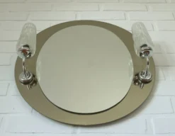 Miroir de courtoisie éclairé, miroir mural de salle de bain vintage d'Allemagne des années 1980