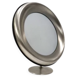 Miroir de courtoisie rond en laiton anodisé, attribution à Sergio Mazza, Italie