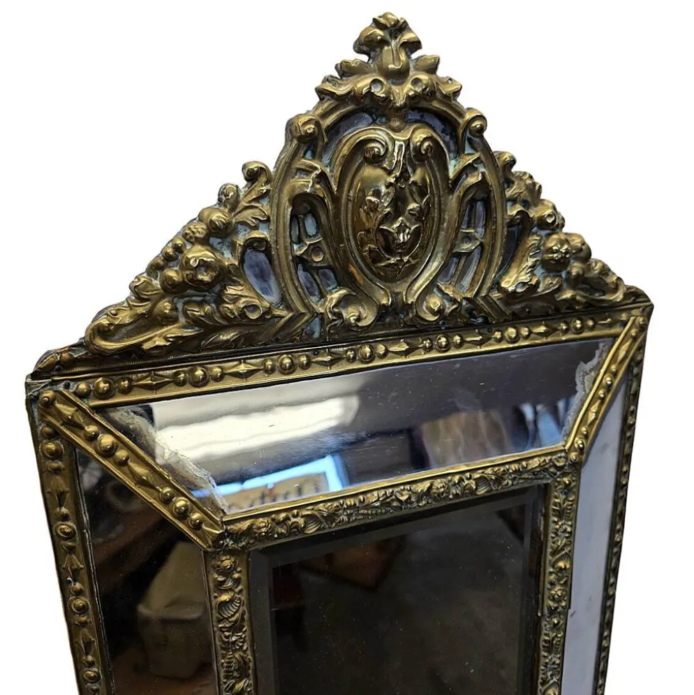 Miroir de coussin français richement décoré du début du 19e siècle