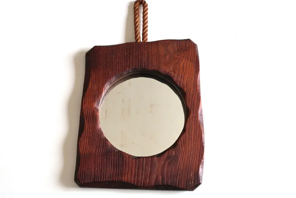 Miroir de forme libre en bois, années 70