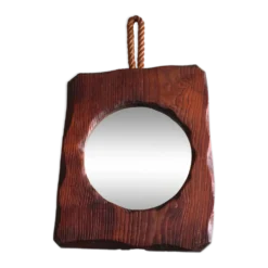 Miroir de forme libre en bois, années 70