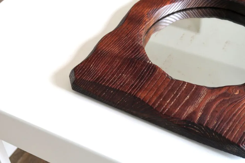 Miroir de forme libre en bois, années 70