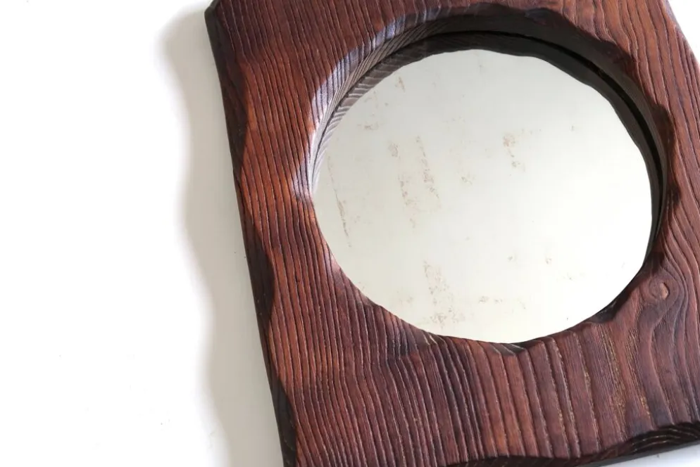 Miroir de forme libre en bois, années 70