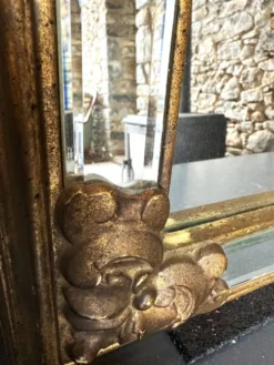 Miroir Deknudt doré biseauté à parcloses Belgique XXème