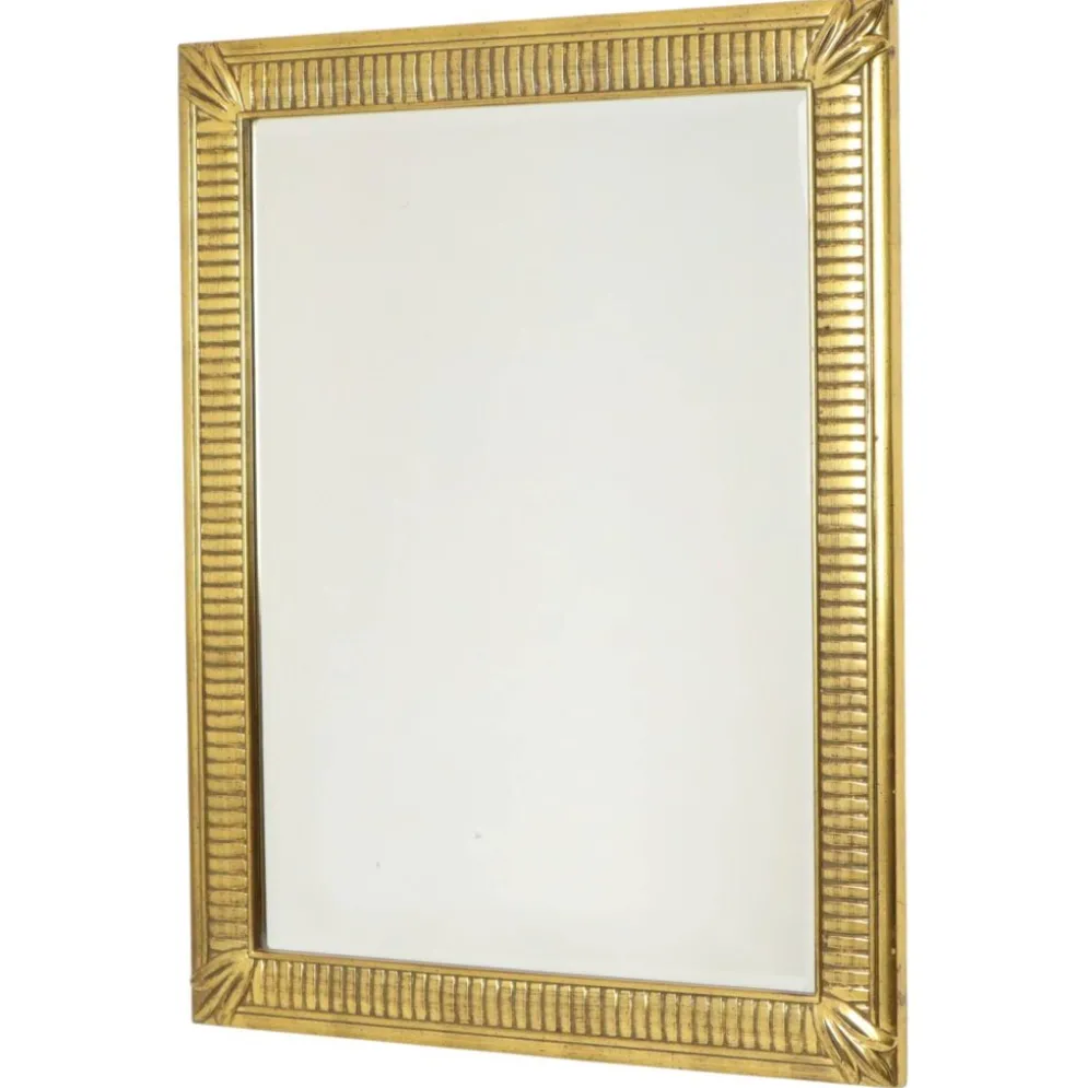 Miroir Deknudt en or Hollywood Regency biseauté 92 cm