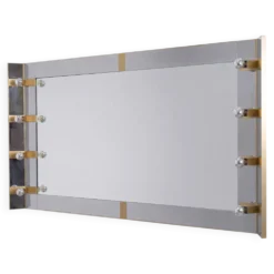 Miroir de maquillage éclairé par Gaetano Sciolari en chrome et laiton, Italie, années 1970