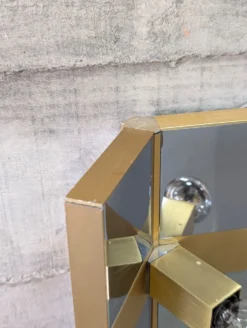 Miroir de maquillage éclairé par Gaetano Sciolari en chrome et laiton, Italie, années 1970