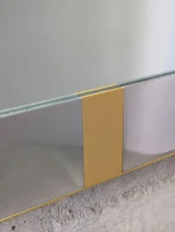 Miroir de maquillage éclairé par Gaetano Sciolari en chrome et laiton, Italie, années 1970