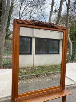 Miroir d'entrée art déco 1950 en chêne massif console