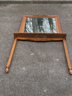 Miroir d'entrée art déco 1950 en chêne massif console