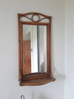 Miroir d'entrée en rotin vintage