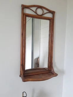 Miroir d'entrée en rotin vintage