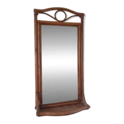 Miroir d'entrée en rotin vintage