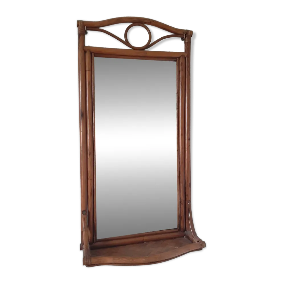 Miroir d'entrée en rotin vintage
