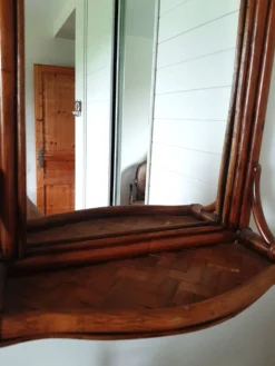 Miroir d'entrée en rotin vintage