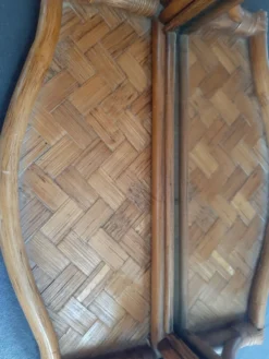 Miroir d'entrée en rotin vintage