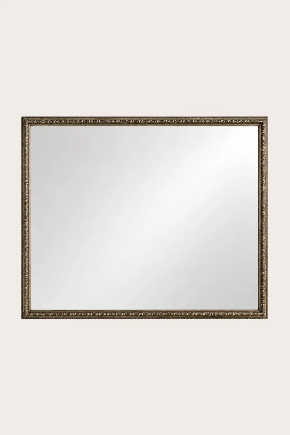 Miroir de parquet, cadre doré à frise de perles