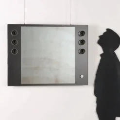 Miroir de salle de bain vintage avec lumières, Italie, années 1970