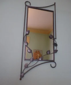 Miroir design avec entourage métal gris 89x37cm