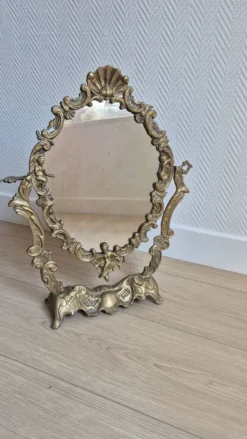 Miroir de table ancien en bronze — style Louis XV Rococo — 1900-1920