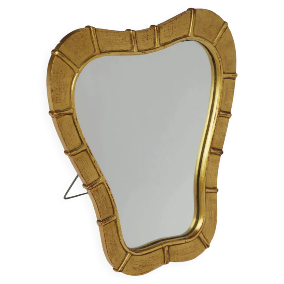 Miroir de table italien en bois doré, années 1950