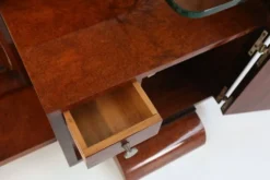 Miroir de toilette Art Déco par De Coene en placage de noyer, Belgique années 1930