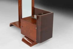 Miroir de toilette Art Déco par De Coene en placage de noyer, Belgique années 1930