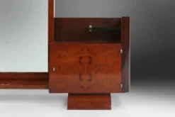 Miroir de toilette Art Déco par De Coene en placage de noyer, Belgique années 1930