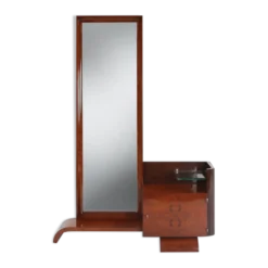 Miroir de toilette Art Déco par De Coene en placage de noyer, Belgique années 1930