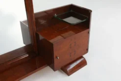 Miroir de toilette Art Déco par De Coene en placage de noyer, Belgique années 1930