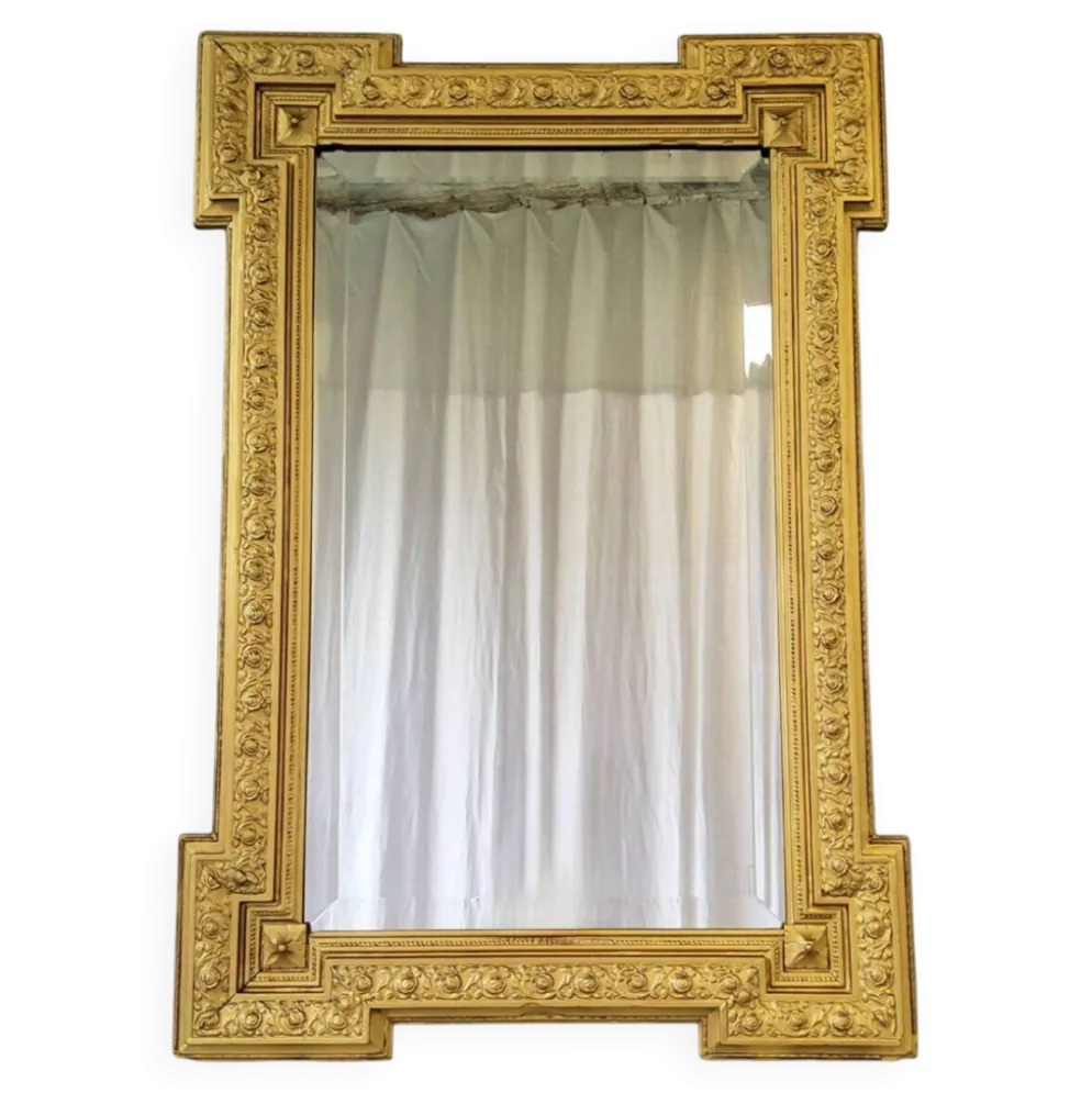 Miroir doré biseauté