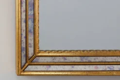 Miroir doré de style mid-century moderne par Deknudt, Belgique, années 1970