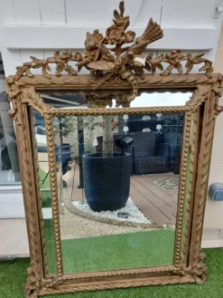 Miroir dore ancien a parecloses napoleon iii