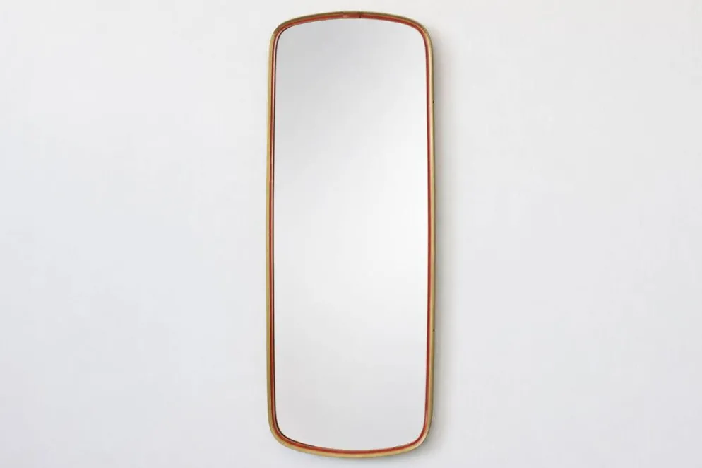 Miroir doré et rouge, années 1960