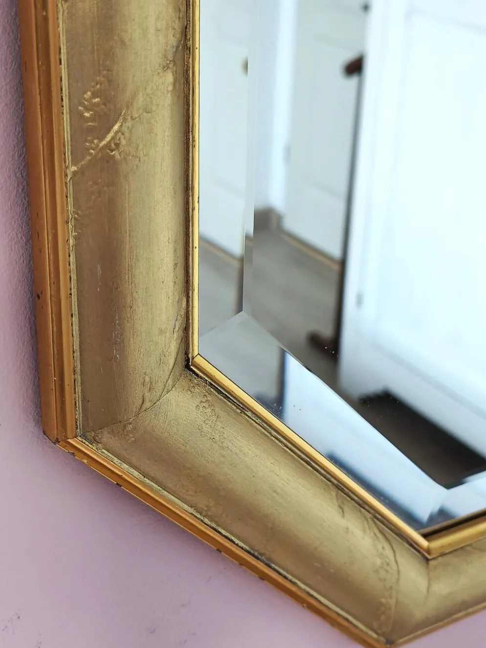 Miroir doré octogonal glace biseautée années 70