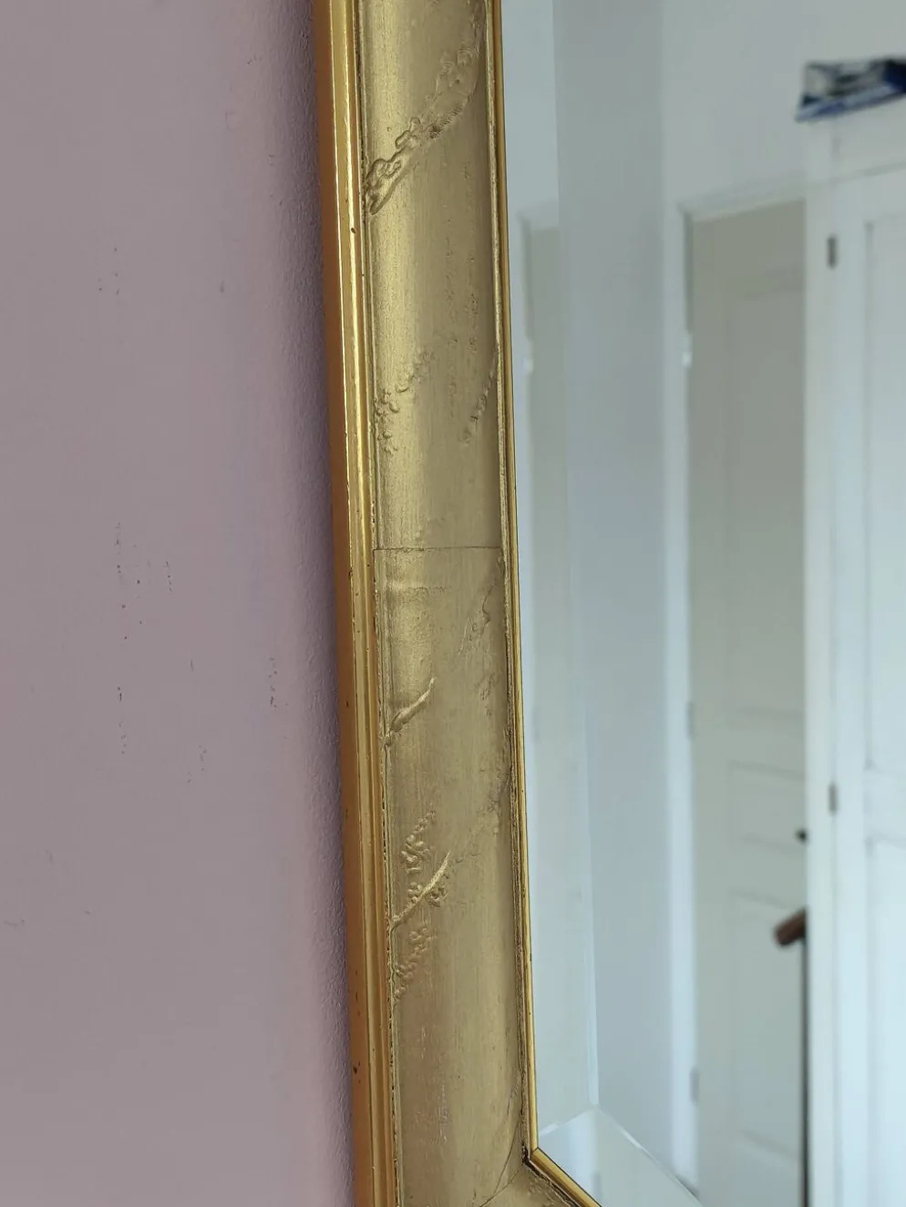 Miroir doré octogonal glace biseautée années 70