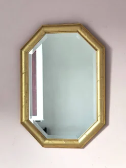 Miroir doré octogonal glace biseautée années 70