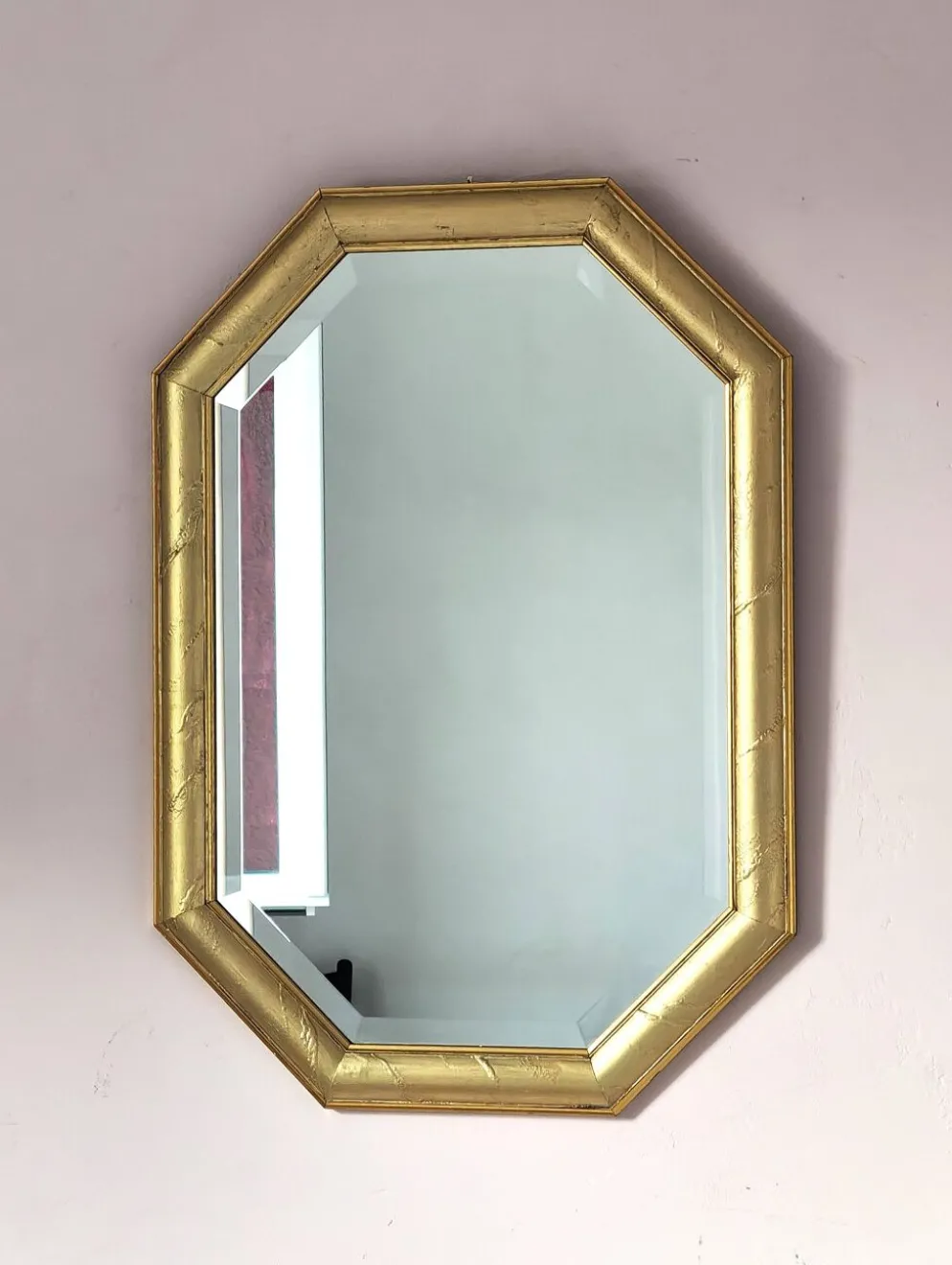 Miroir doré octogonal glace biseautée années 70