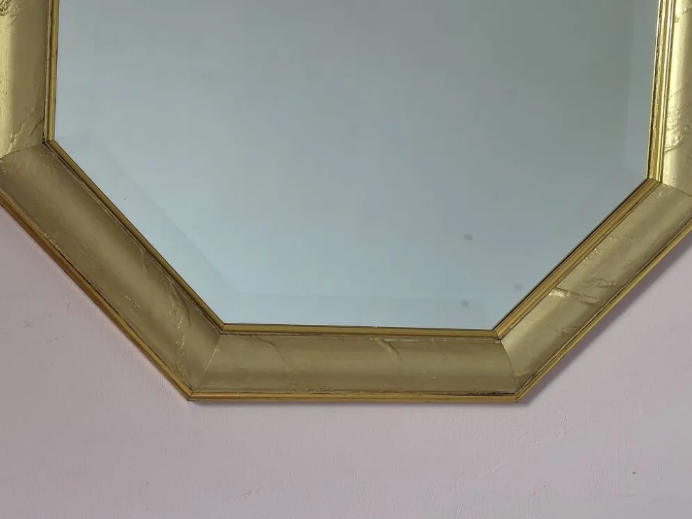 Miroir doré octogonal glace biseautée années 70