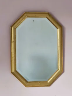 Miroir doré octogonal glace biseautée années 70
