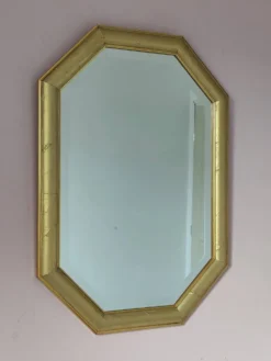 Miroir doré octogonal glace biseautée années 70