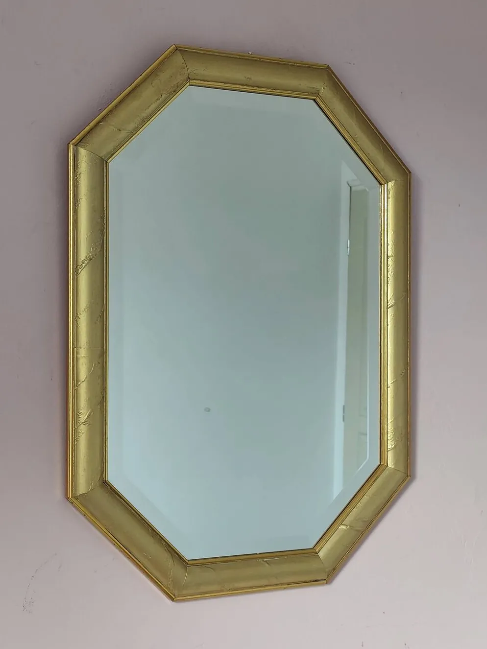 Miroir doré octogonal glace biseautée années 70