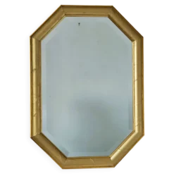 Miroir doré octogonal glace biseautée années 70