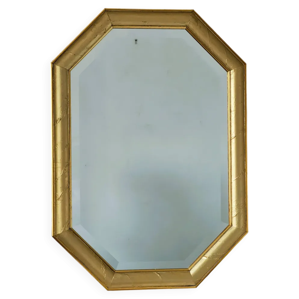 Miroir doré octogonal glace biseautée années 70
