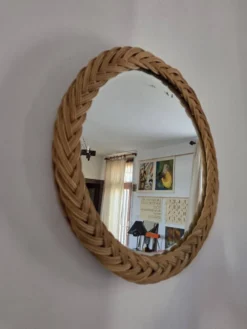 Miroir d’époque en rotin